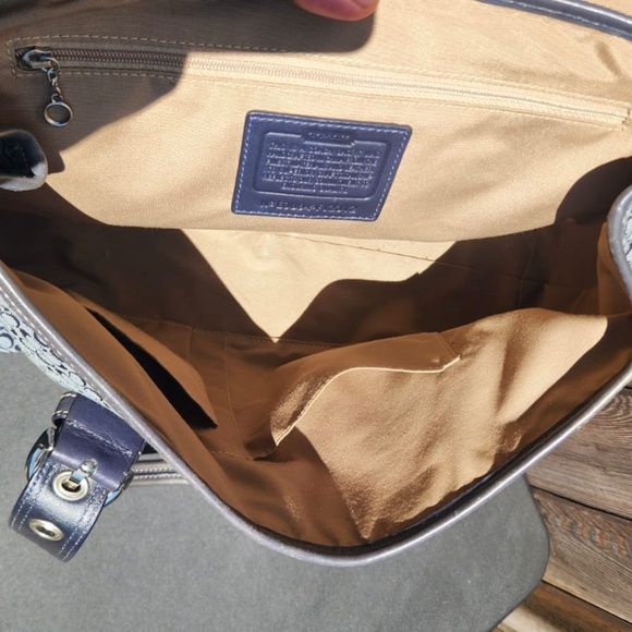Coach Blue Jacquard Signature Shoulder Bag - Picture 9 of 16